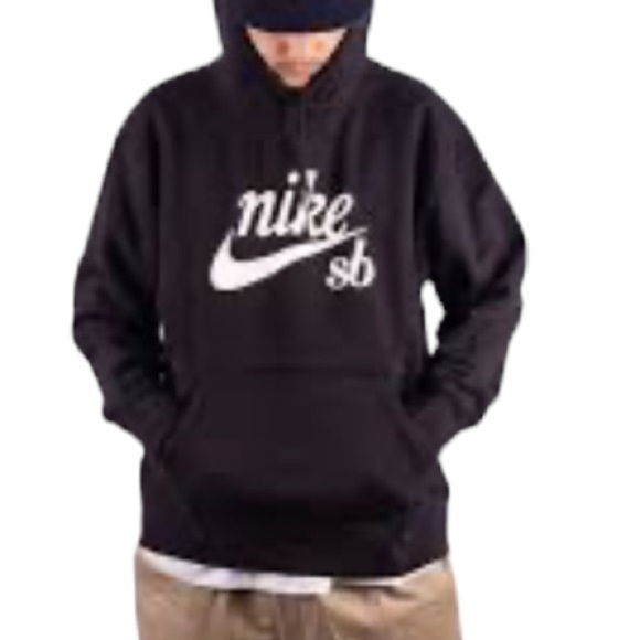 Nike SB Icon Pullover Skateboarding Hoodie Mens Size M Black White CW5615-010 - Picture 2 of 9